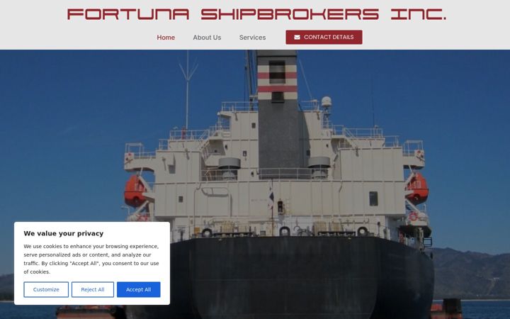 Screenshot of fortunashipbrokers.com