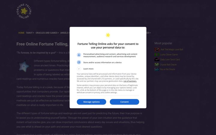 Screenshot of fortune-telling-online.com