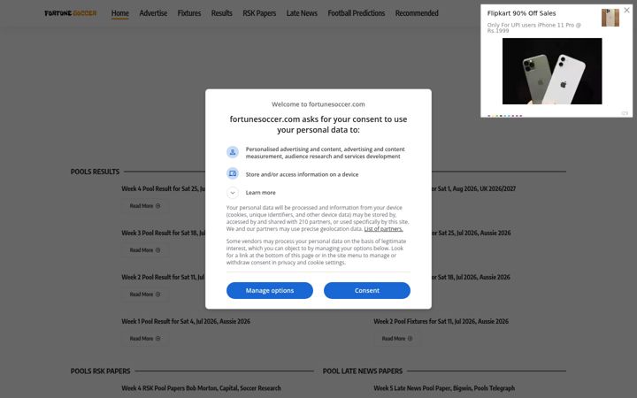 Screenshot of fortunesoccer.com