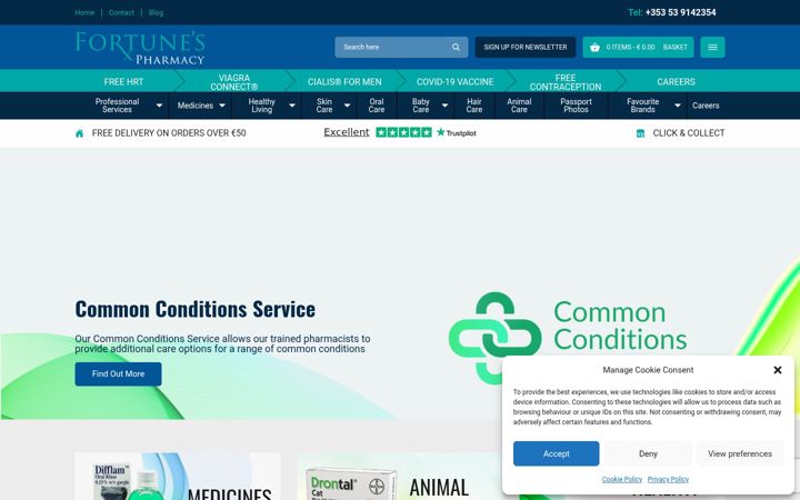 Screenshot of fortunespharmacy.ie