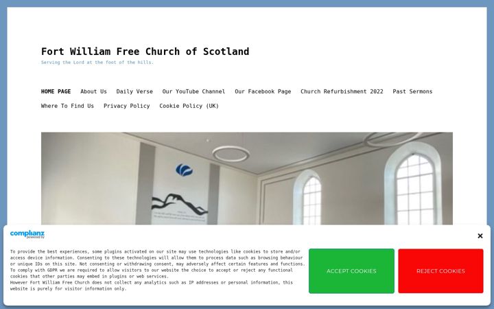 Screenshot ta' fortwilliamfreechurch.co.uk