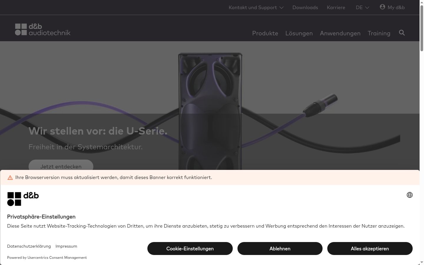 Captură de ecran a bannerului de consimțământ afișat înainte de orice interacțiune