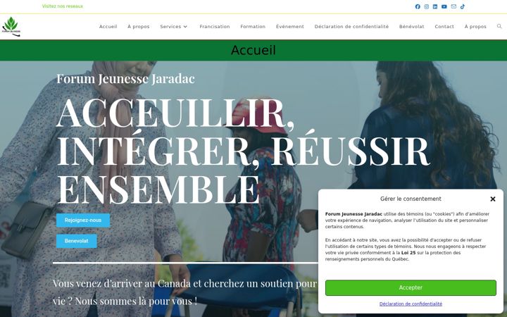Screenshot of forumjeunessejaradac.ca