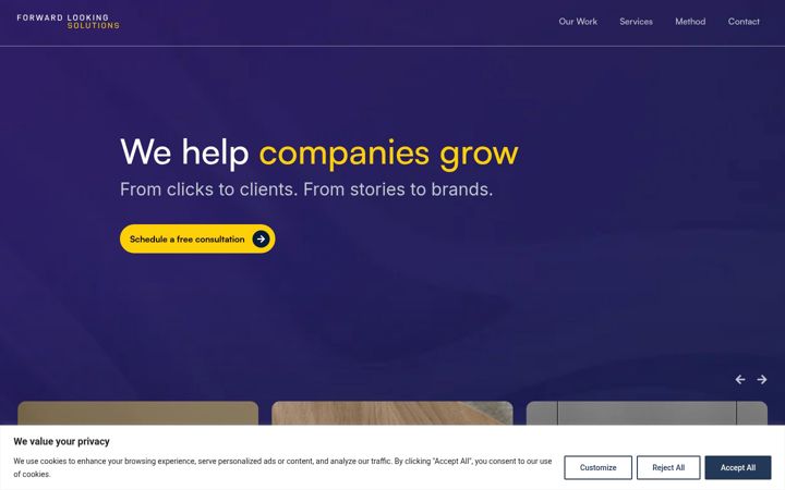Screenshot of forward-looking.solutions