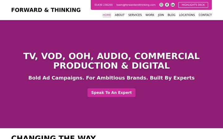 Screenshot stránky forwardandthinking.com