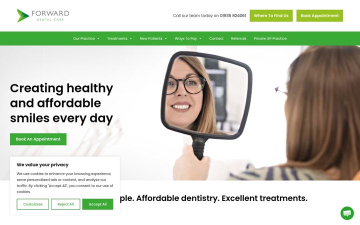Snímek obrazovky forwarddentalcare.co.uk