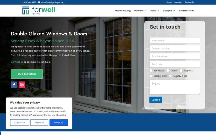 Screenshot of forwellglazing.co.uk