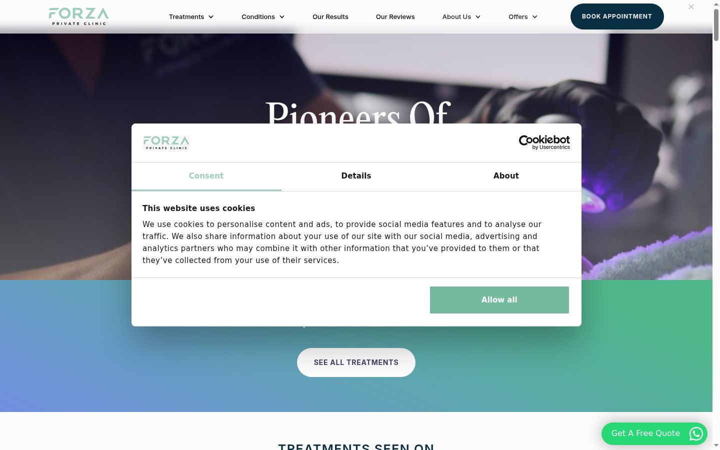 Screenshot of the consent banner shown before any interaction