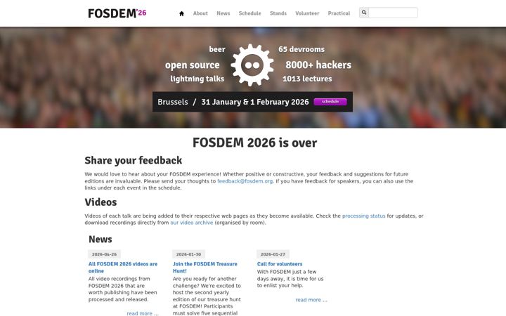 Skjermbilde av fosdem.org