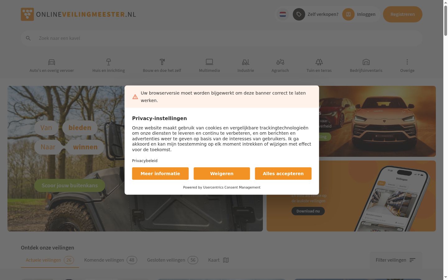 Sutikimo reklamjuostės, rodytos prieš bet kokią sąveiką, ekrano kopija