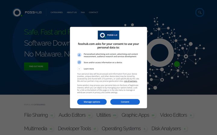 Screenshot of fosshub.com