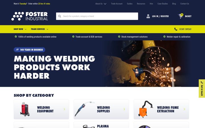 Screenshot ta' fosterindustrial.co.uk