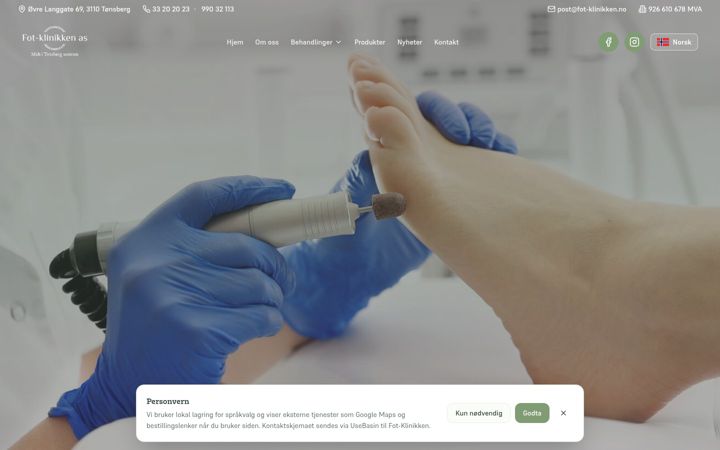 Screenshot of fot-klinikken.no
