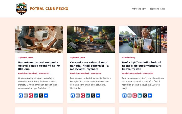 Screenshot of fotbalclubpecko.cz