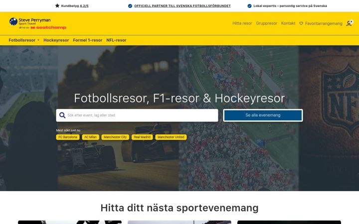 Screenshot of fotbollstravel.se