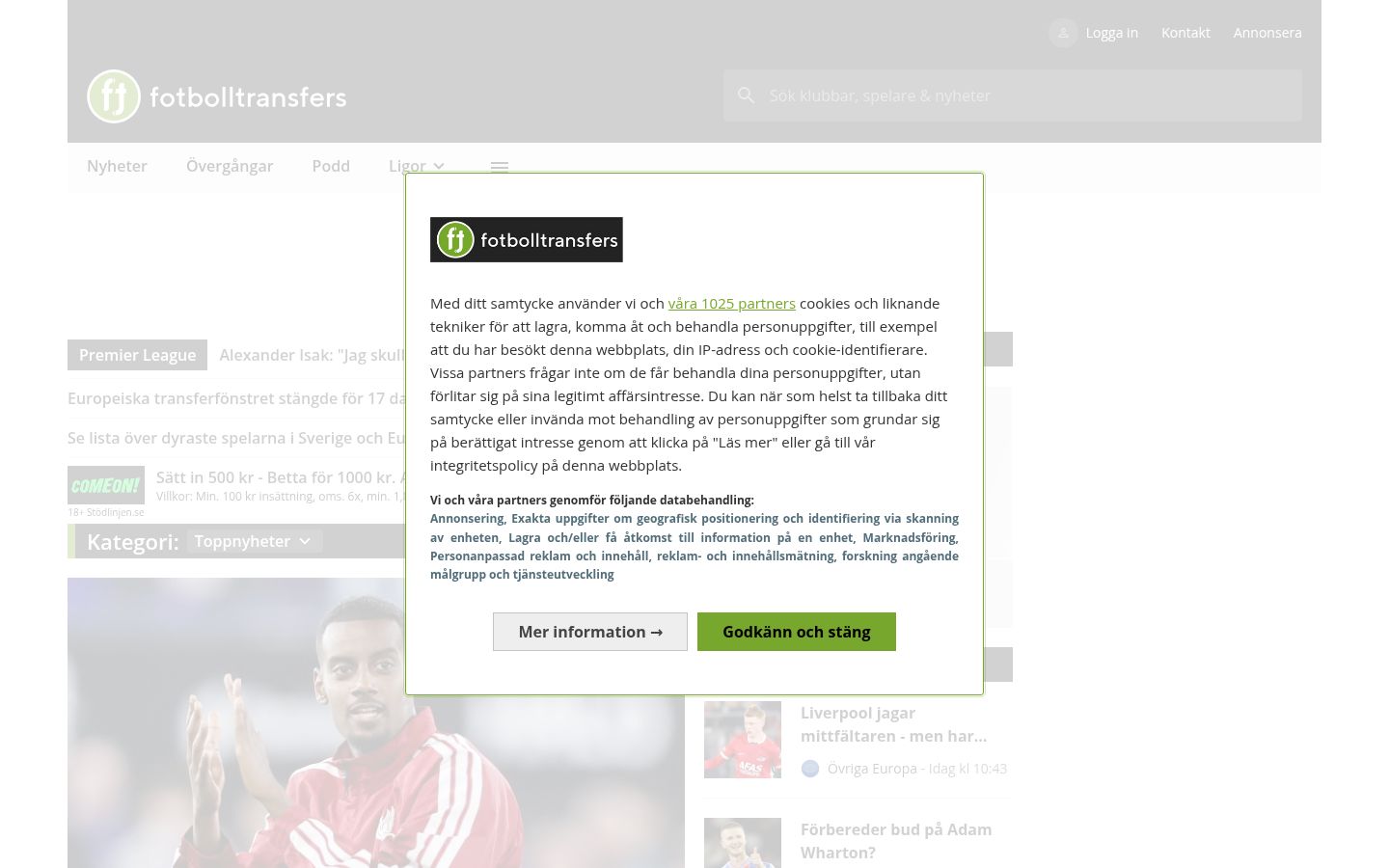 Screenshot tal-banner tal-kunsens muri qabel kwalunkwe interazzjoni