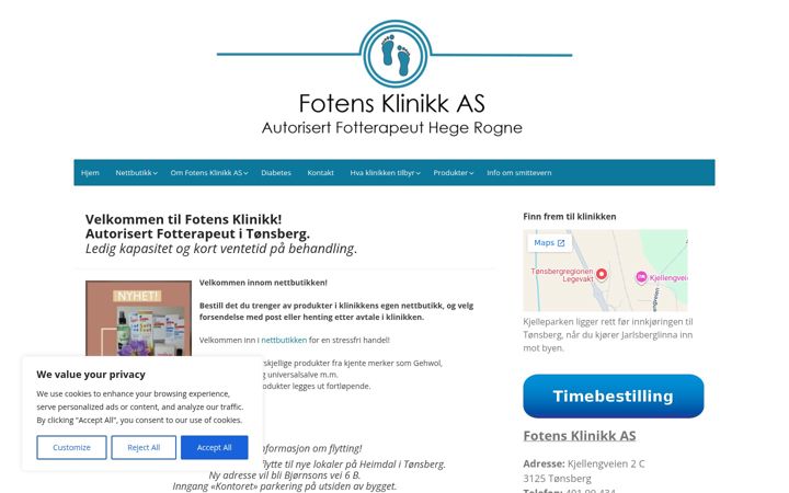 Screenshot of fotensklinikk.no