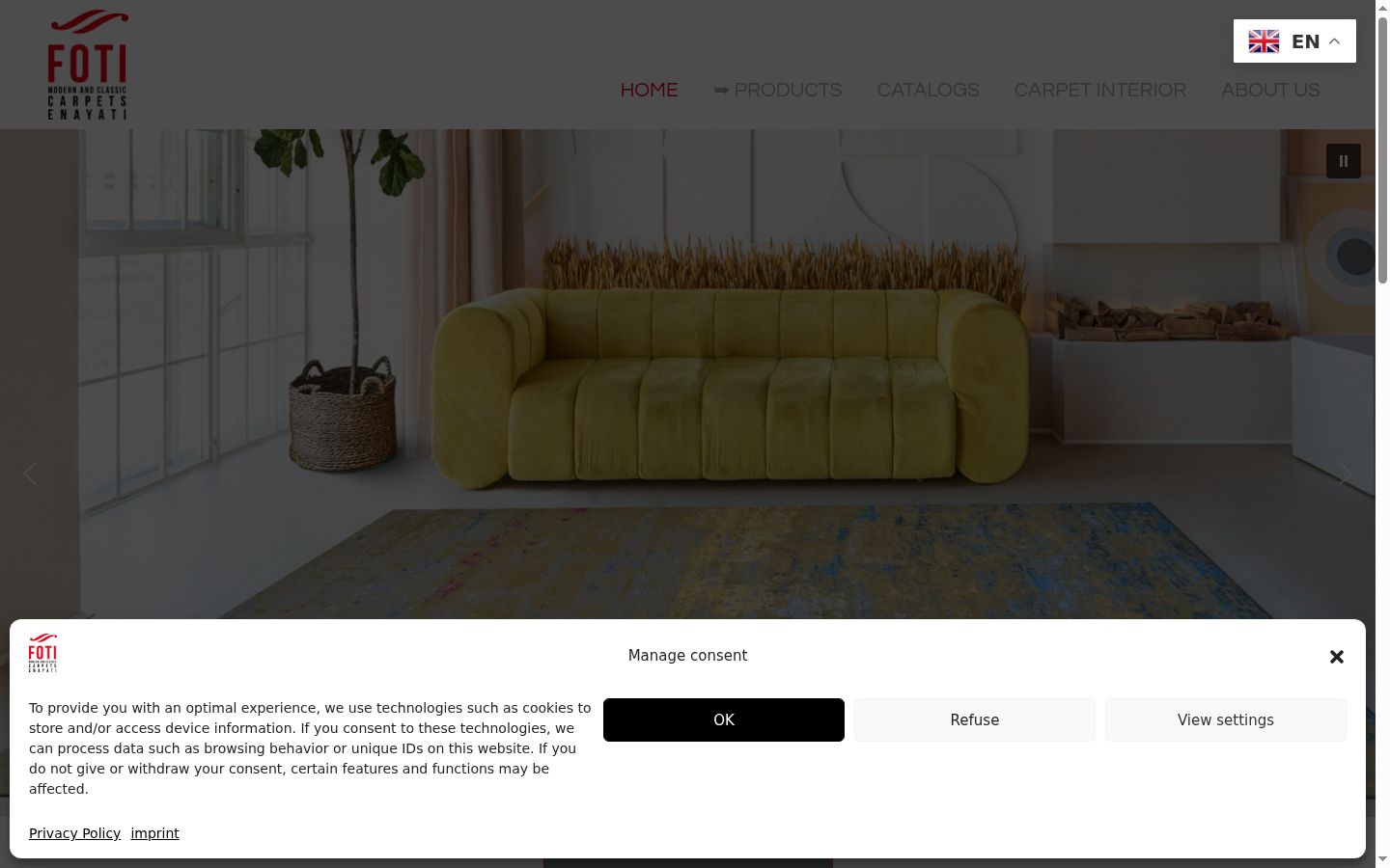 Screenshot del banner di consenso mostrato prima di qualsiasi interazione