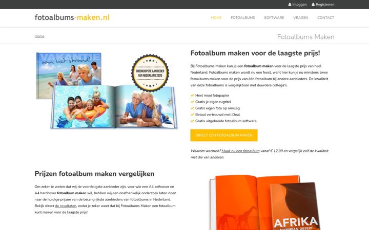 Screenshot of fotoalbums-maken.nl