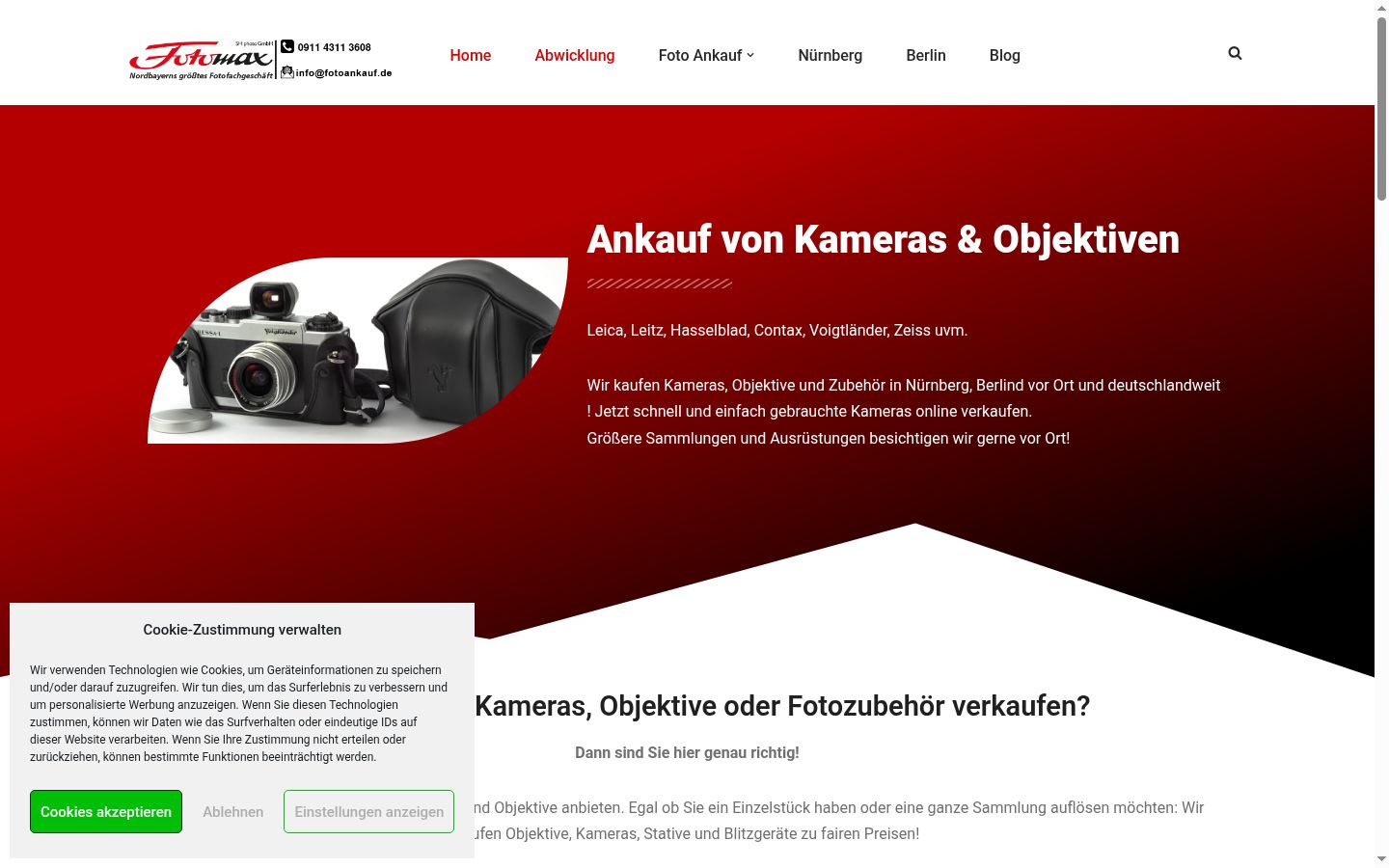 Screenshot des Einwilligungsbanners vor jeglicher Interaktion