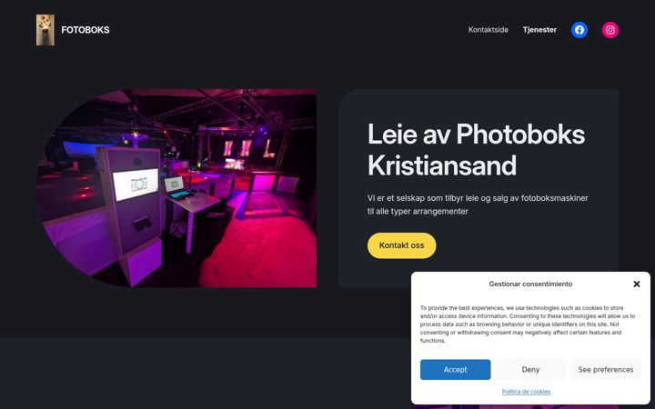 Screenshot of fotoboksutleie.com