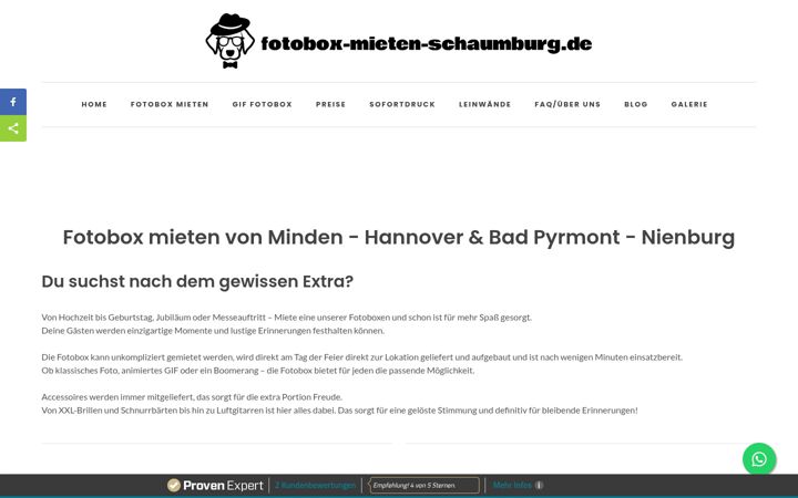 Screenshot stránky fotobox-mieten-schaumburg.de