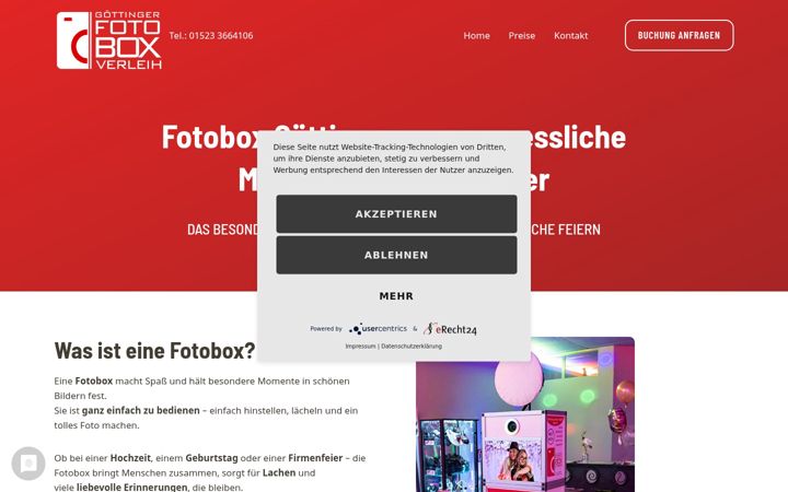 Screenshot of fotobox-verleih-goettingen.de