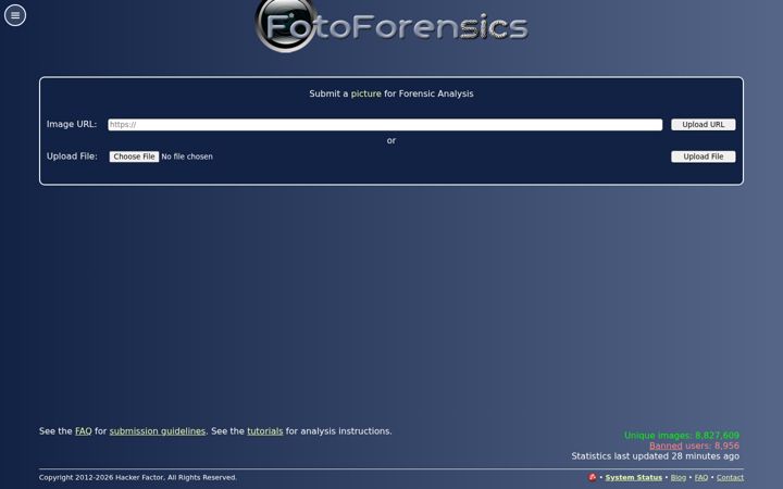 Screenshot of fotoforensics.com