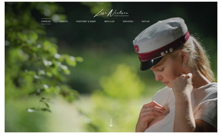 Kuvakaappaus sivustosta fotograf-lise-nielsen.dk