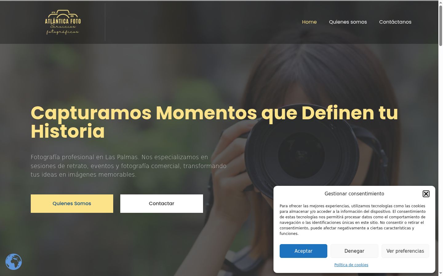 Screenshot del banner di consenso mostrato prima di qualsiasi interazione