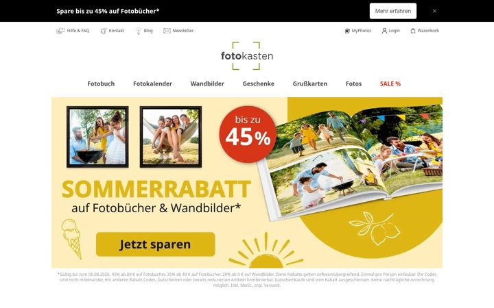 Screenshot of fotokasten.de