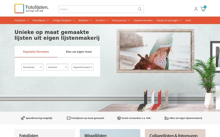 Screenshot of fotolijsten.nl