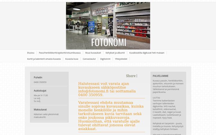 Screenshot of fotonomi.fi
