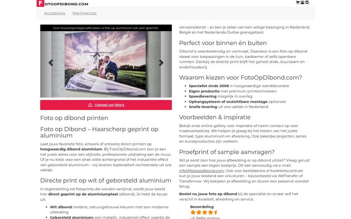 Screenshot of fotoopdibond.com