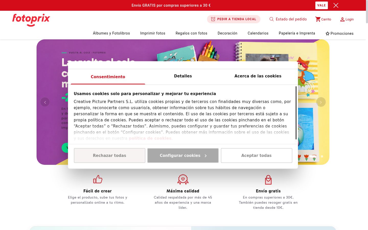 Screenshot of the consent banner shown before any interaction