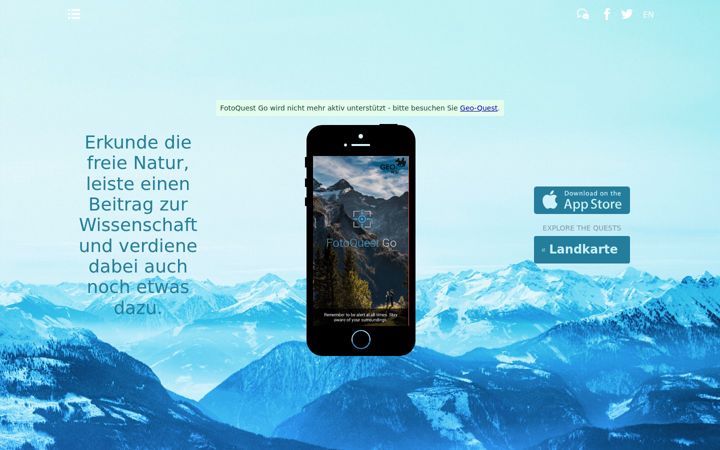 Screenshot of fotoquest-go.org