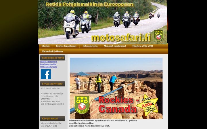 Kuvakaappaus sivustosta fotosafari.fi