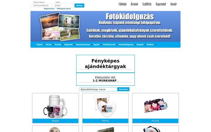 Screenshot of fotosajandek.hu