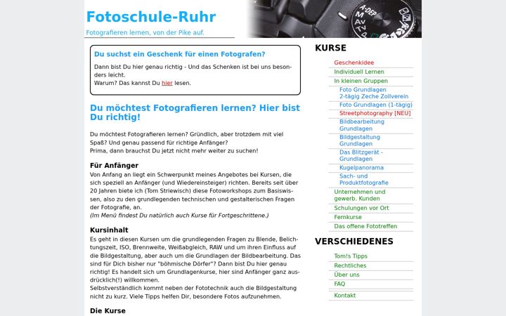 Screenshot of fotoschule-ruhr.de