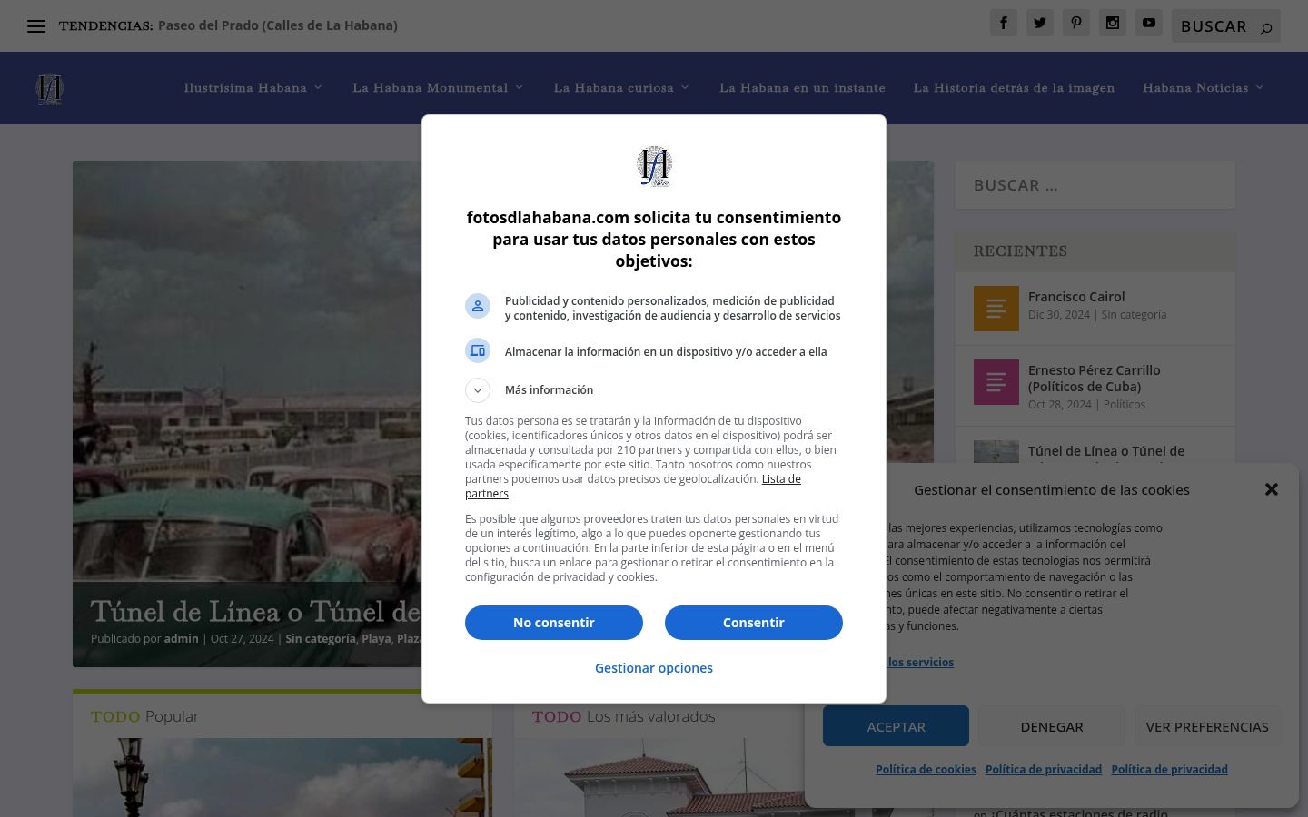 Skærmbillede af samtykkebanneret, som det blev vist før nogen interaktion