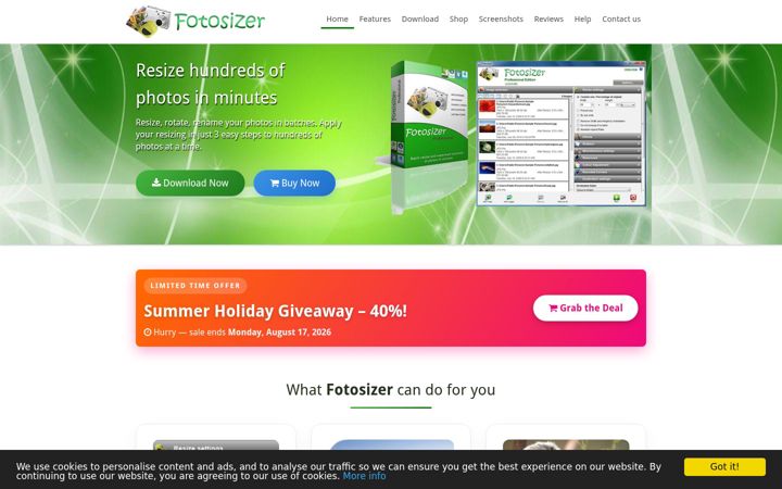 Screenshot of fotosizer.com