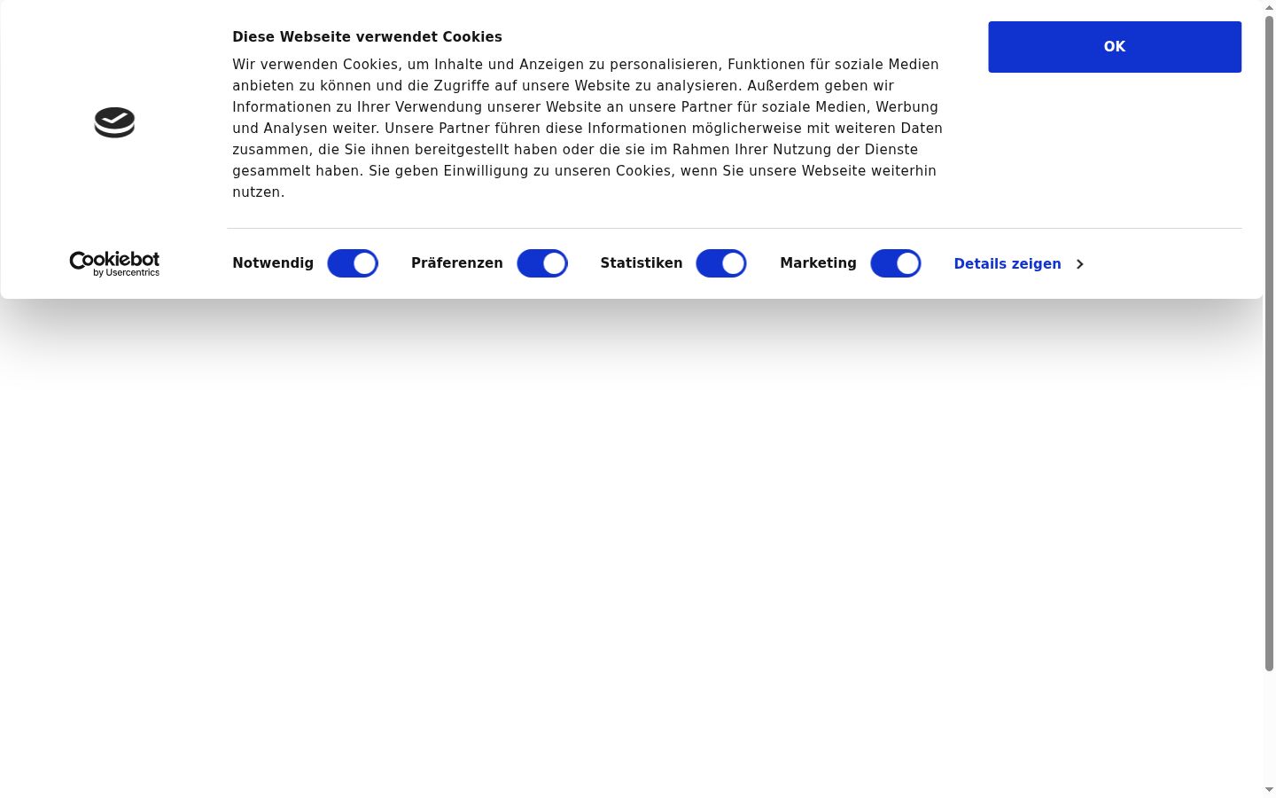 Screenshot van de toestemmingsbanner zoals getoond vóór enige interactie