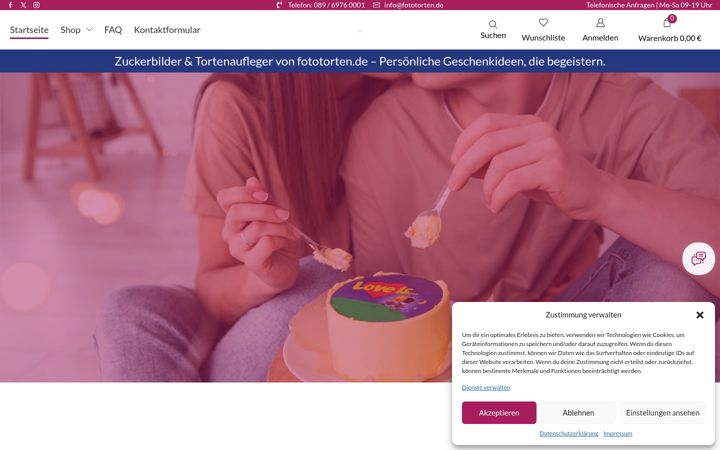 Screenshot of fototorten.de
