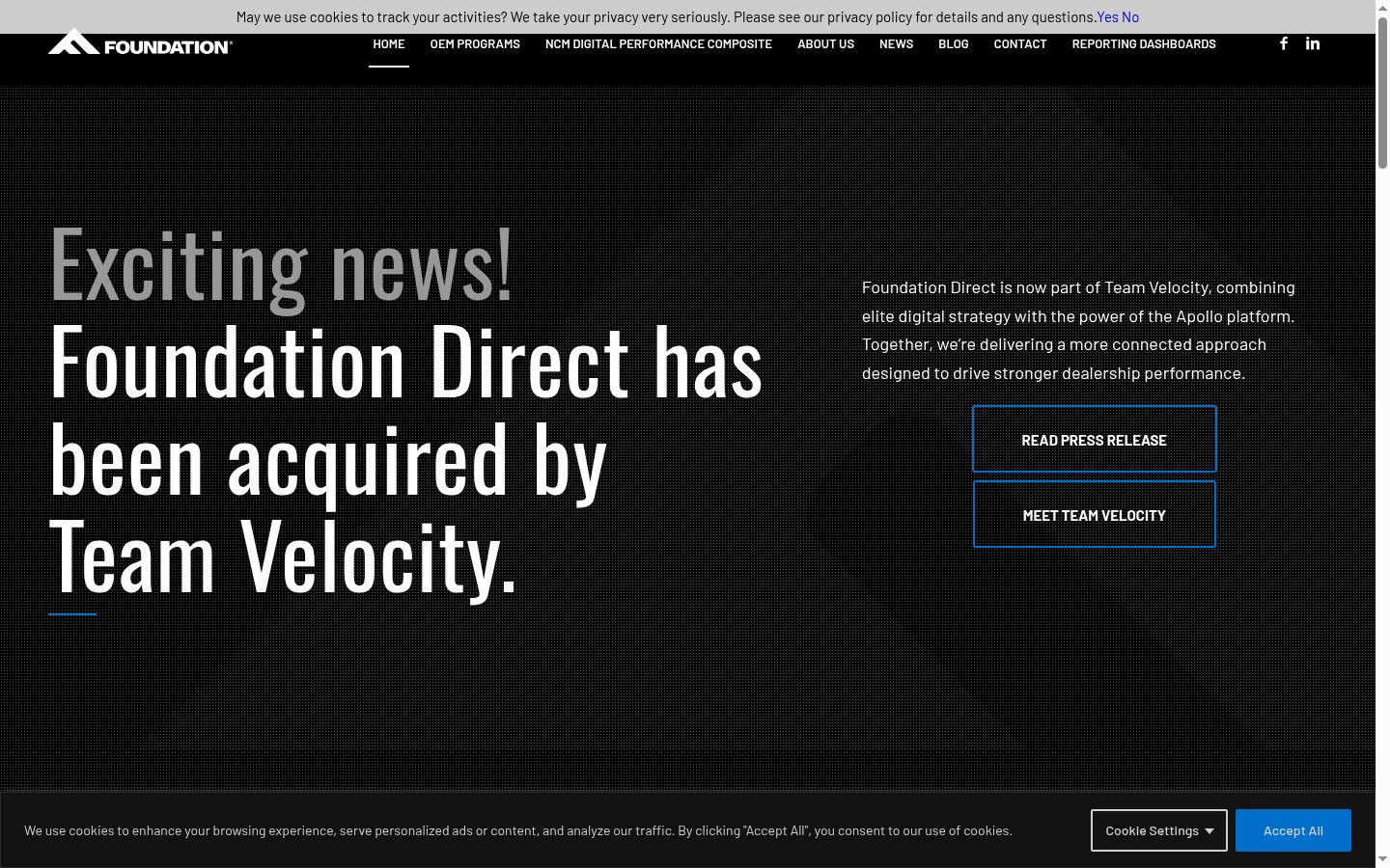 Screenshot of the consent banner shown before any interaction