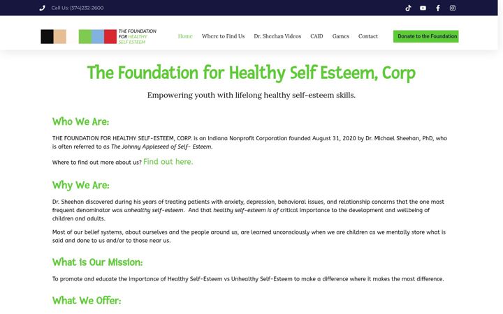 Screenshot of foundationforhealthyselfesteem.org