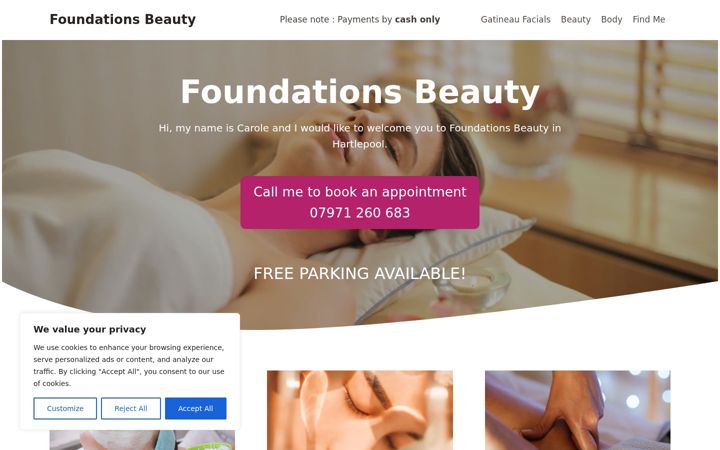 Screenshot of foundationsbeauty.co.uk