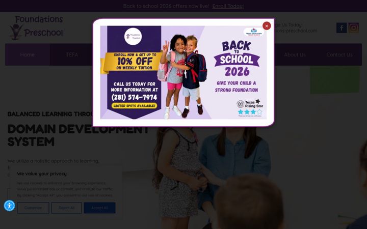 Screenshot of foundationspreschool-fulshear.com