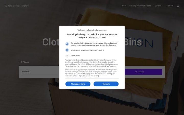Screenshot of foundbyclothing.com