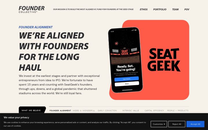Screenshot of foundercollective.com