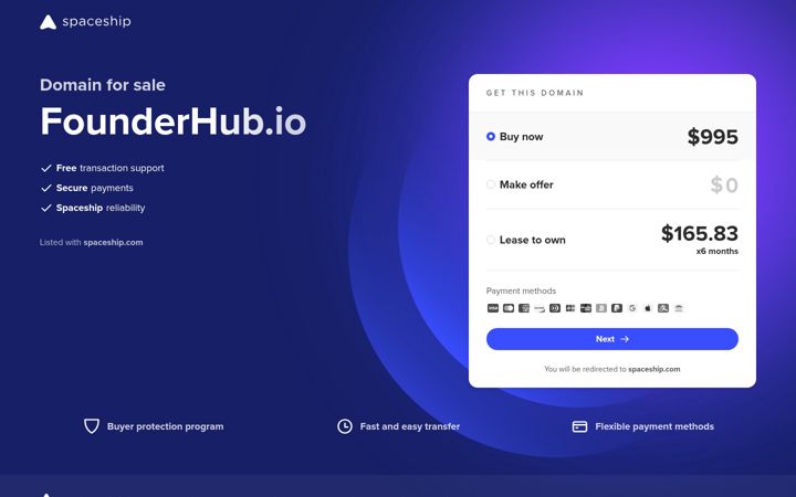 Ekraanipilt saidist founderhub.io